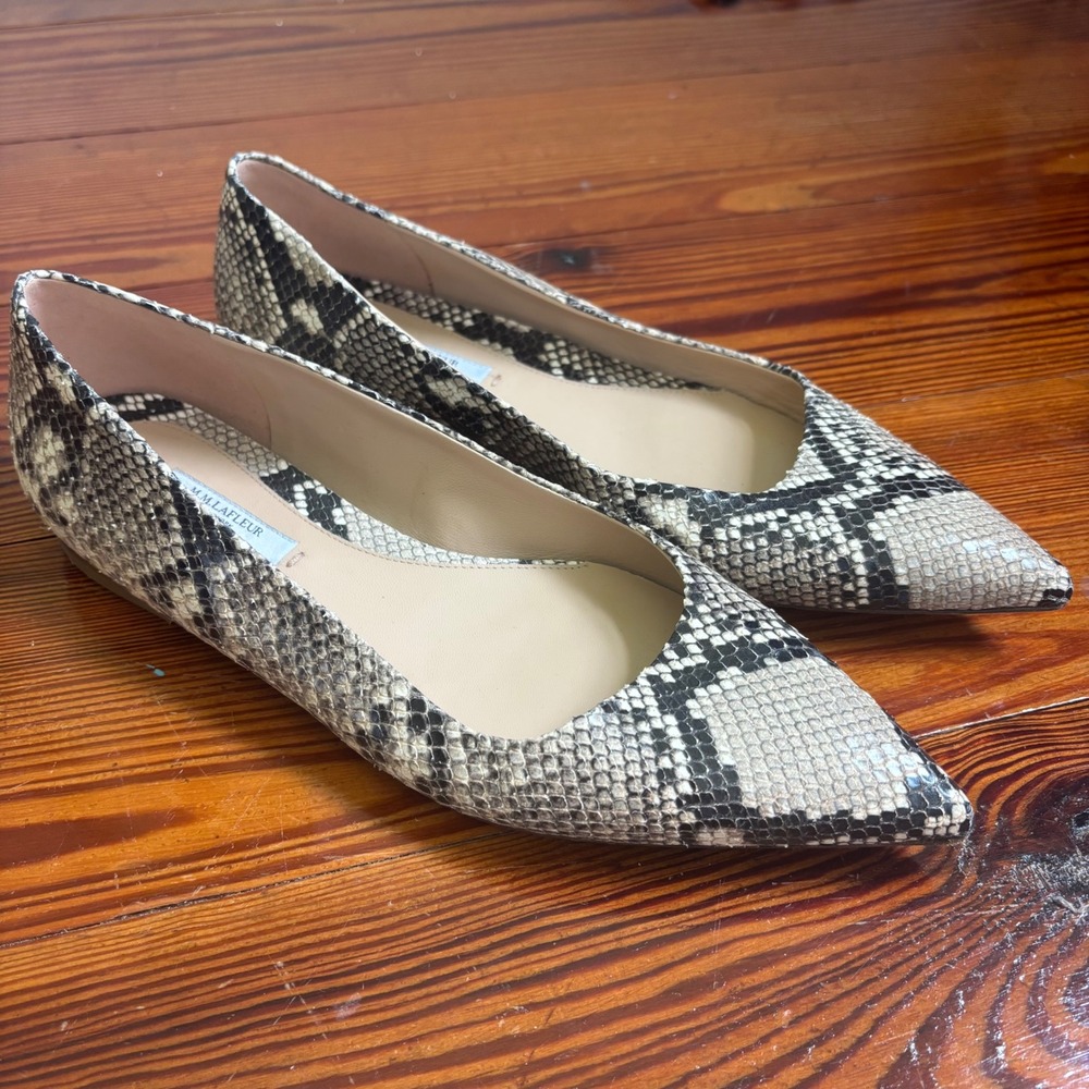 M.M. Lafleur The Rowan Flat Snakeskin EU 39 US 8.5 Career Leather Pointed Toe